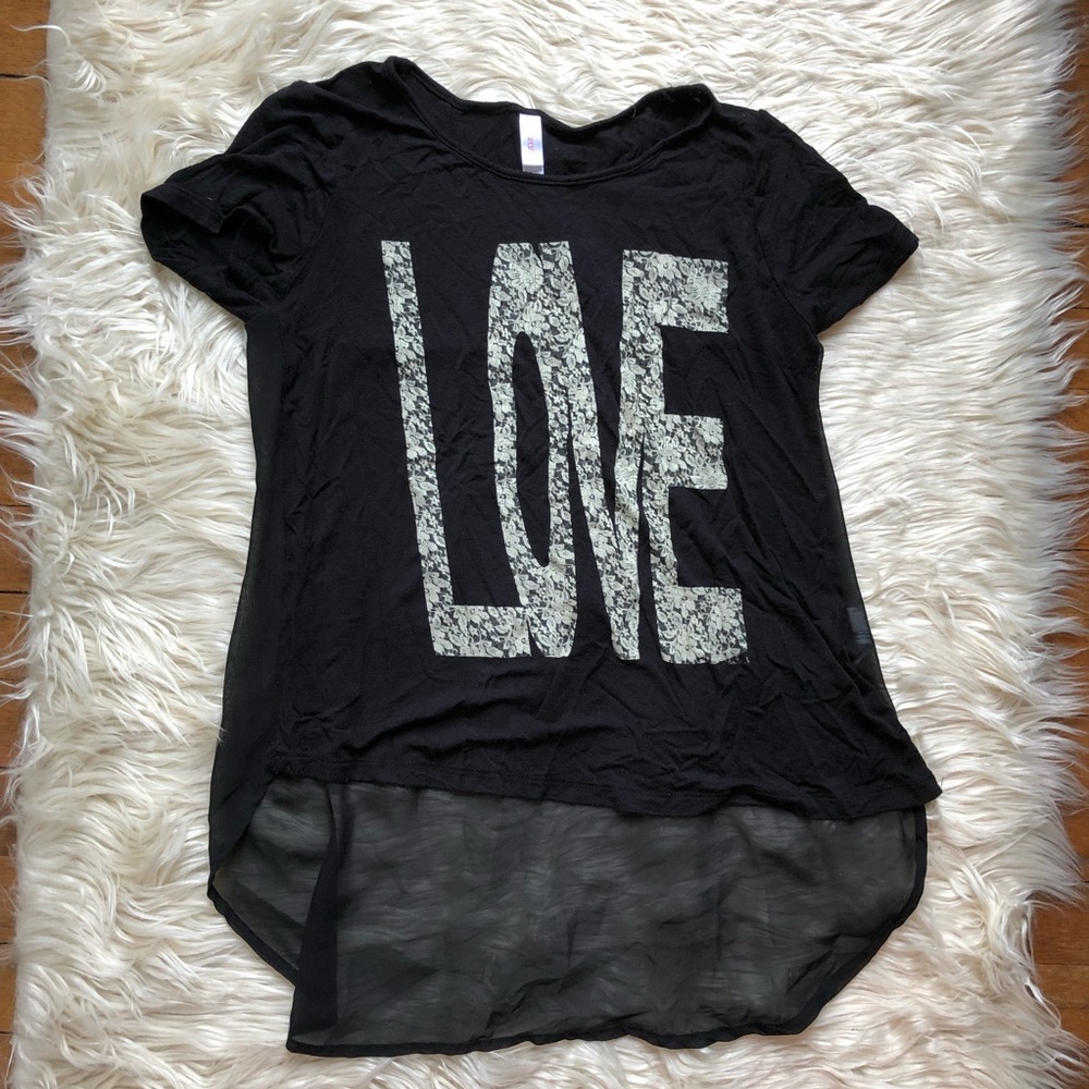 Xhilaration Black Love T-Shirt Sz S